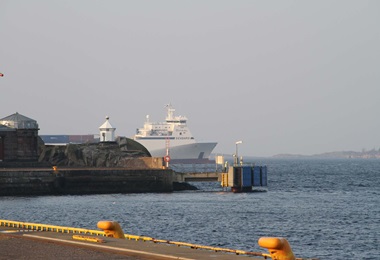 Cargo vessel arriving to Hanko harbour Cargo vessel arriving to Hanko harbour